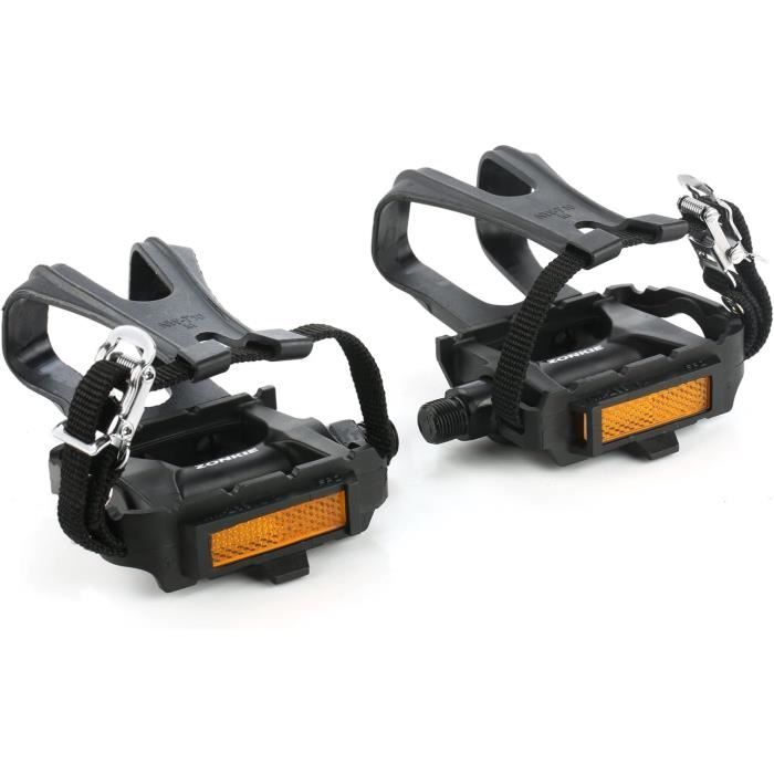 Pédales Vélo Montagne Avec Clip Et Sangle - Résine Antidérapante 9/16 Pouces