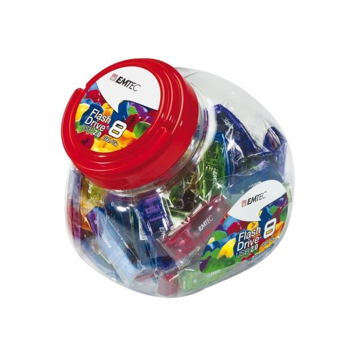 Clé USB EMTEC C410 Color Mix Candy jar 32 Go USB 2.0 - Rouge Bleu Jaune Vert Violet