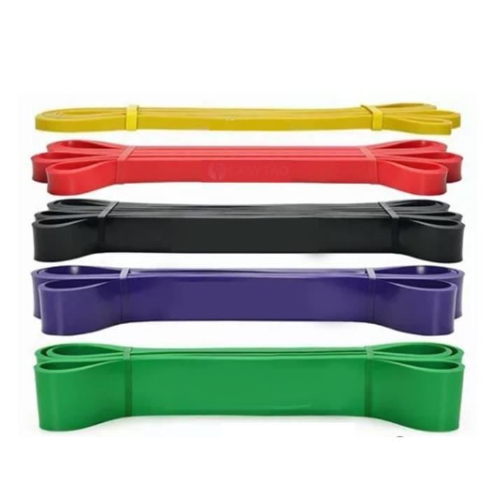 Lot De 5 Bandes Élastiques De Fitness Gritin - Résistance Variable Latex Naturel - Sac Inclus - Neuf