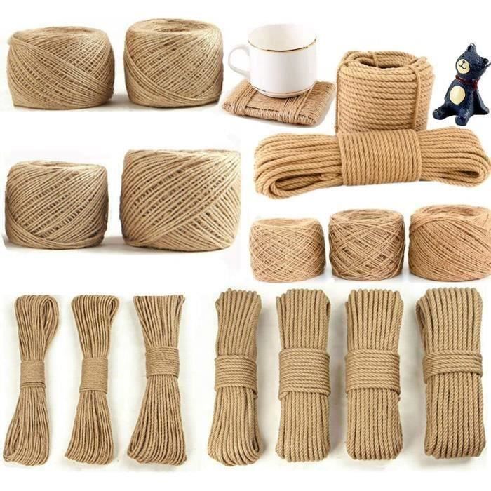 FWEEK Lot 2 Cordes Jute 3 Mm X 200 M - Ficelle Naturelle Robuste Pour Bricolage & Jardin