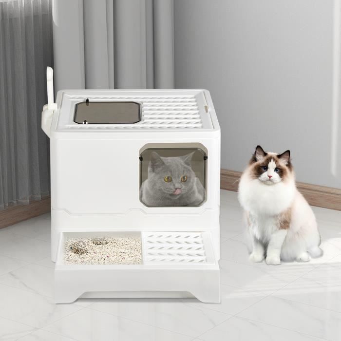 Meilleurs prix pour Bac à litière à tiroir pour chat - HOMEWELL - Blanc - Moyen - A monter soi-même