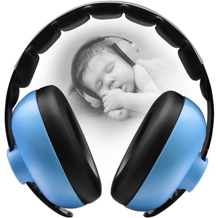 Casque Anti-bruit,Casque Anti Bruit Enfant SNR 25db de 3 à 24 mois,Casque Anti Bruit Bebe Safety standard CE-Bleu