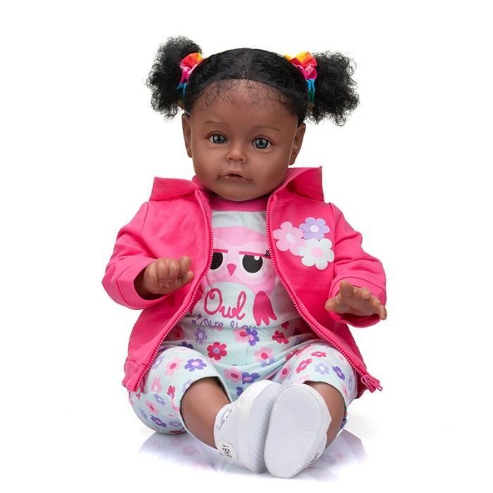 Poupée de bébé fille de 60CM, de haute qualité, à la peau foncée,  afro-américaine, avec racines, cheveux longs bouclés, faite - Cdiscount  Jeux - Jouets