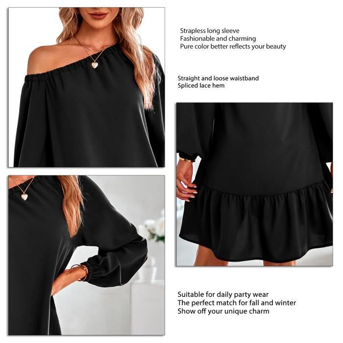 Robe épaules sales dénudées manches longues