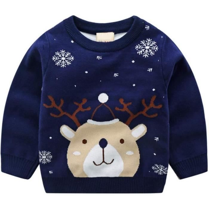 Bonnet De Noël Enfant Avec Lumières LED - Renne Et Décorations - Laine Acrylique - Taille Unique