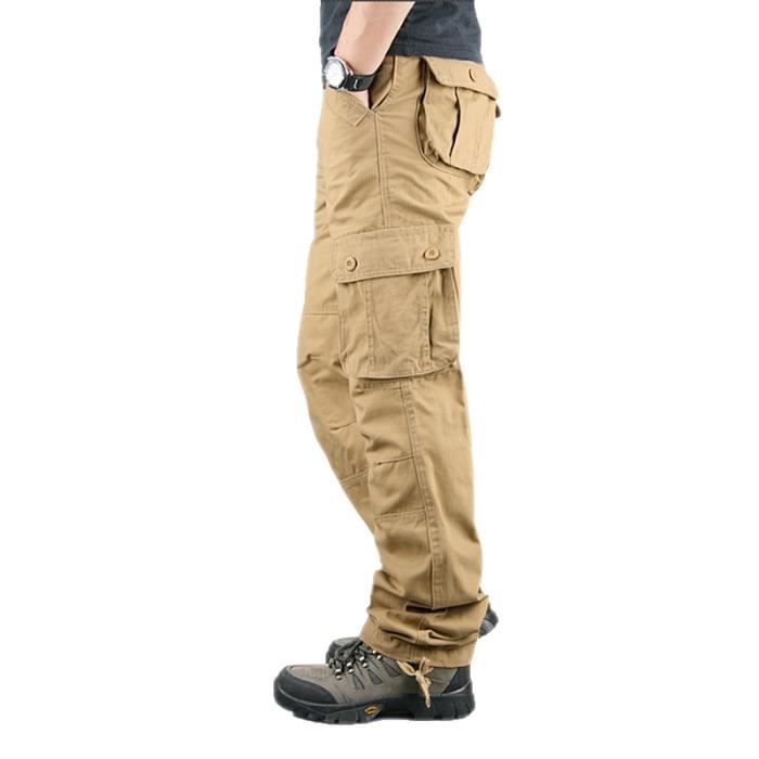 Pantalon Homme Cargo De Travail Style Militaire Multipoche