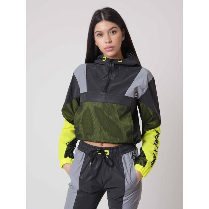 PROJECT X PARIS Coupe vent tricolore Femme Black Cdiscount Pret a Porter