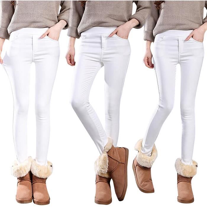 Leggings Femme Aspect Cuir Noir - Taille Haute, Doublure Thermique, Tailles M à XXL, Pour L'hiver