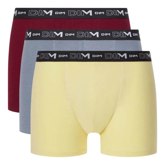 DIM Lot de 3 Boxers Homme Coton Stretch Citronelle Rouge Brule gris Souris Cdiscount Pret a Porter