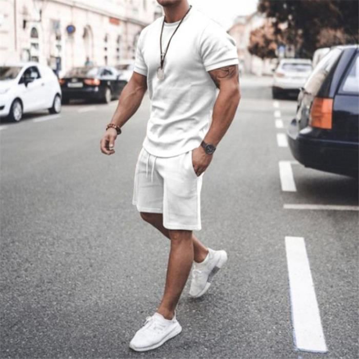 Ensemble de vetements homme pour fitness ete Blanc JR Blanc Cdiscount Sport