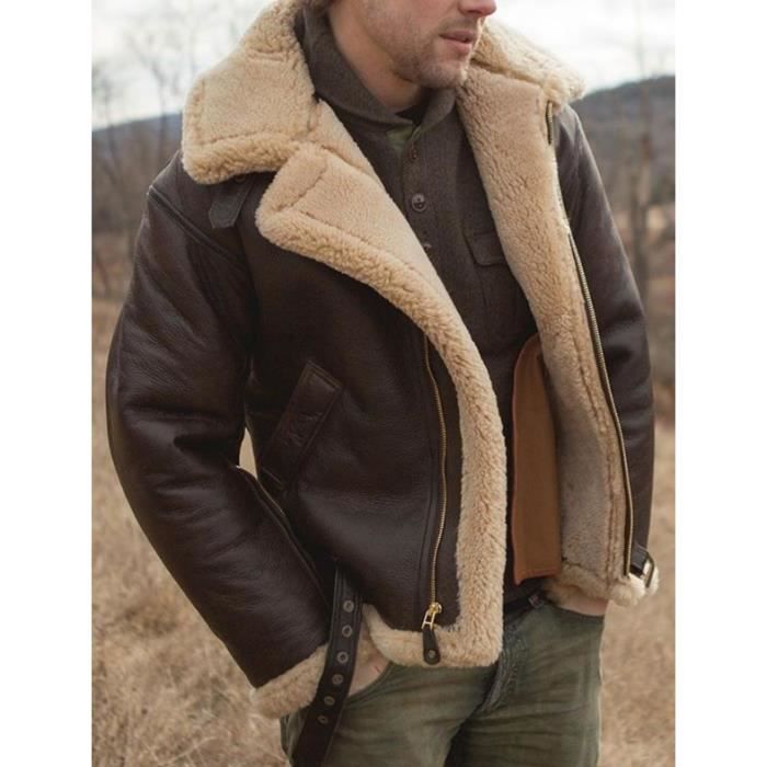 Manteau Bomber Homme Boston Harbour - Cuir Daim Marron, Doublure Chaude - Taille XL - Occasion Très Bon état