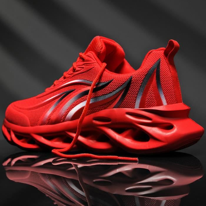 INSFITY Sneakers Homme en Maille Respirante Casual Fashion Flamme Rouge INSFITY Lacets Plat - Rouge