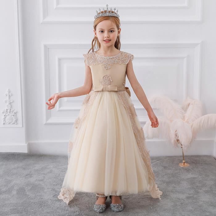 Robe Fille Enfants paillettes volants tulle dentelle mariage