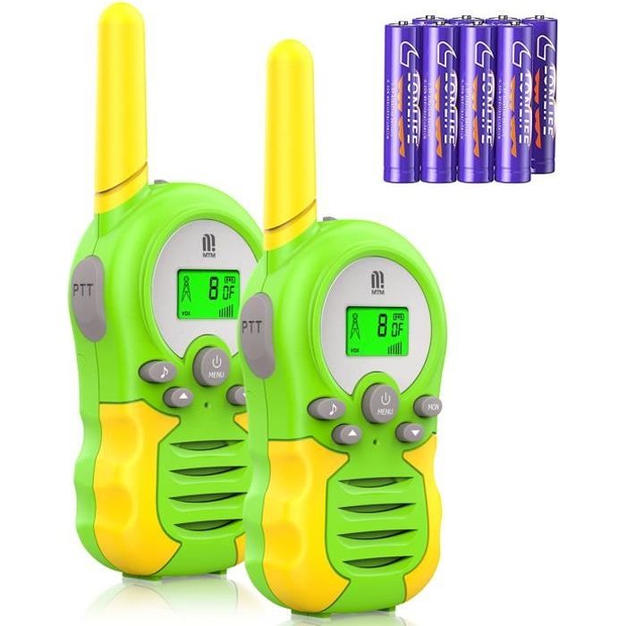 Talkies-walkies Enfants EUCOCO | Portée 3 Km - 8 Canaux | Lampe LED Intégrée | Idéal Jeu Extérieur