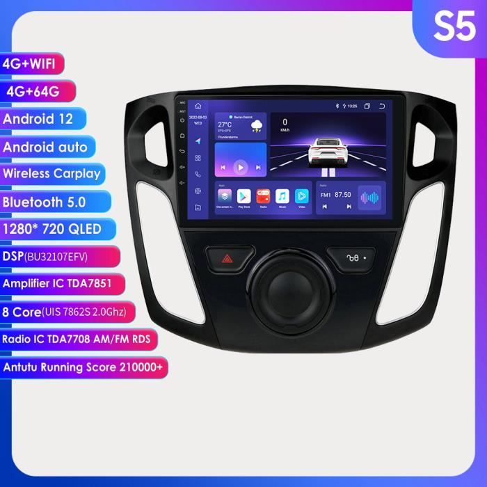 4+64G Lecteur multimédia de voiture Android pour Ford Focus2012-2017 GPS Navi stéréo Audio tête unité AutoRadio FM QLED L'écran RDS