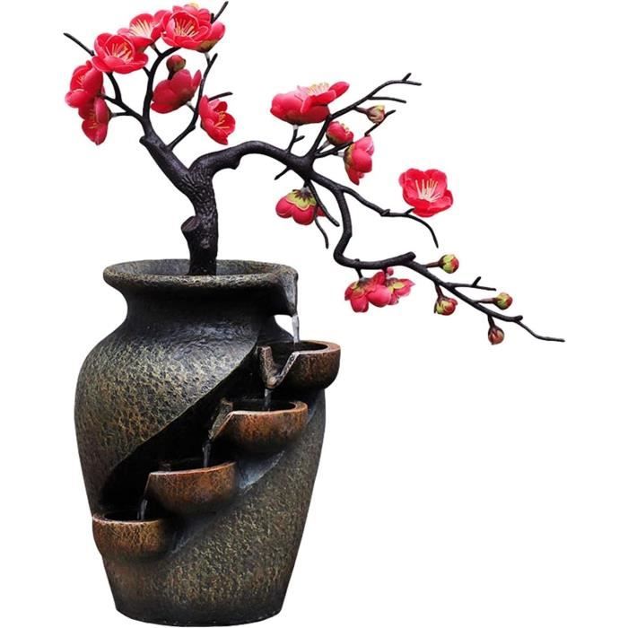Fontaine d'intérieur en résine - Vase cascade - Pour intérieur et extérieur - Fontaine de table - Salon - Home zen - Idée cadeau