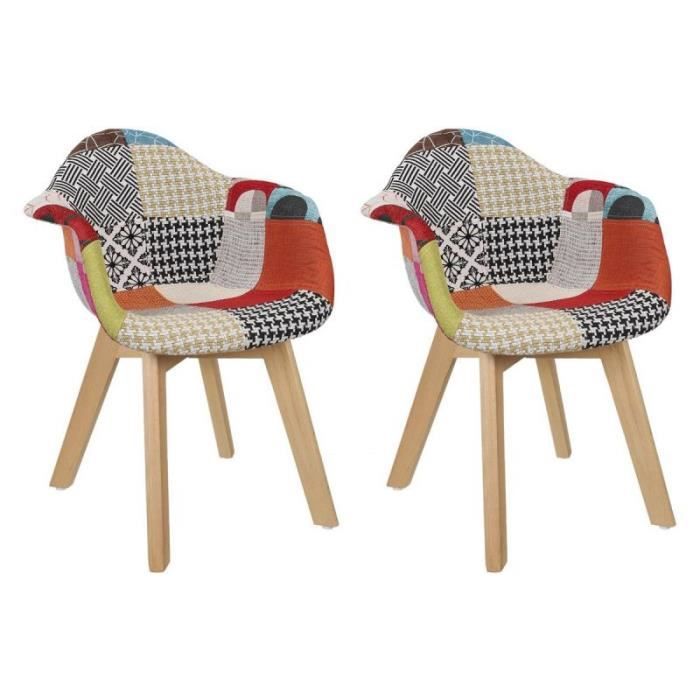lot de 2 fauteuils enfant "patchwork" 58cm multicolore - paris prix