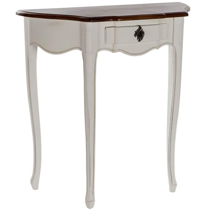 Console Table console en bois de paulownia coloris blanc - Longueur 78 x Profondeur 35 x Hauteur 79 cm