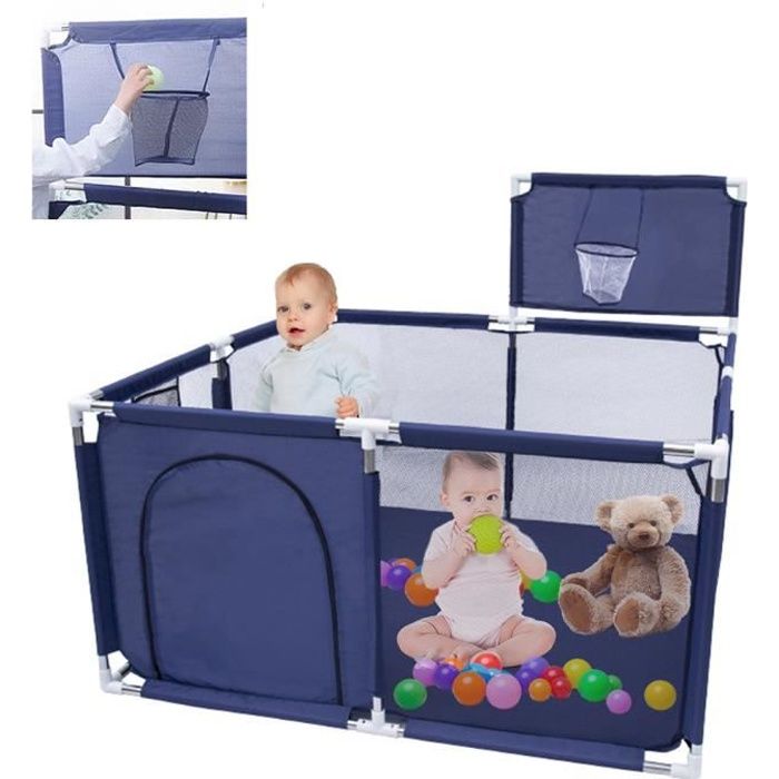 SINBIDE® Parc Bébé avec Panier De Basket - Parc De Jeux Lavable - Adapté À L'intérieur Et À L'extérieur 128x128x66cm