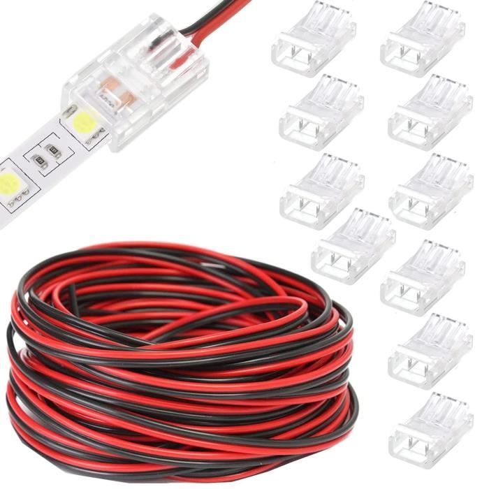 RUNCCI-YUN 20m Câble d'extension de Bande LED 2 Broches Câble 12V