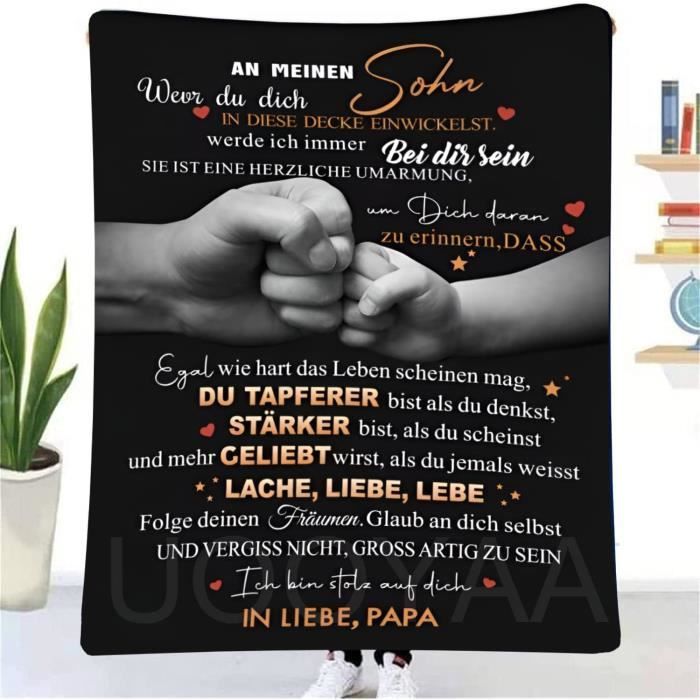 Couverture Personnalisée "De Papa à Mon Fils" 127x152 Cm - Polaire Microfibre, Cadeau Anniversaire, Fête Des Pères