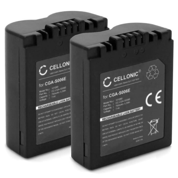 CELLONIC 2X Batterie Compatible avec Leica V-LUX 1 Lumix DMC-FZ8 DMC-FZ7 DMC-FZ18 DMC-FZ28 Lumix DMC-FZ30 DMC-FZ35 DMC-FZ38 DMC-FZ50