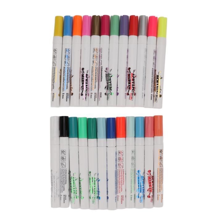 Tbest Paint Markers, 24 pcs Acrylic Paint Markers for Metal for Rock