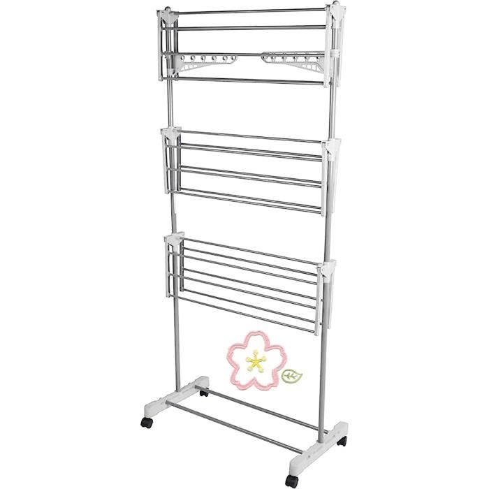 Séchoir à Linge Tour Pliable Vounot 3 Niveaux - Grande Capacité 25m, Blanc