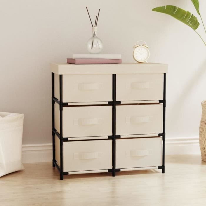 vidaXL Armoire de rangement avec 6 tiroirs 55x29x55 cm Crème Acier 337258