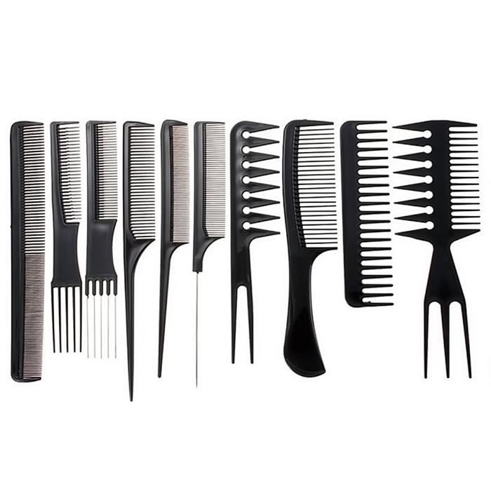 Vococal® Set 10 Peigne Plastique Antistatique pour Salon Coiffure Barbier Cheveux