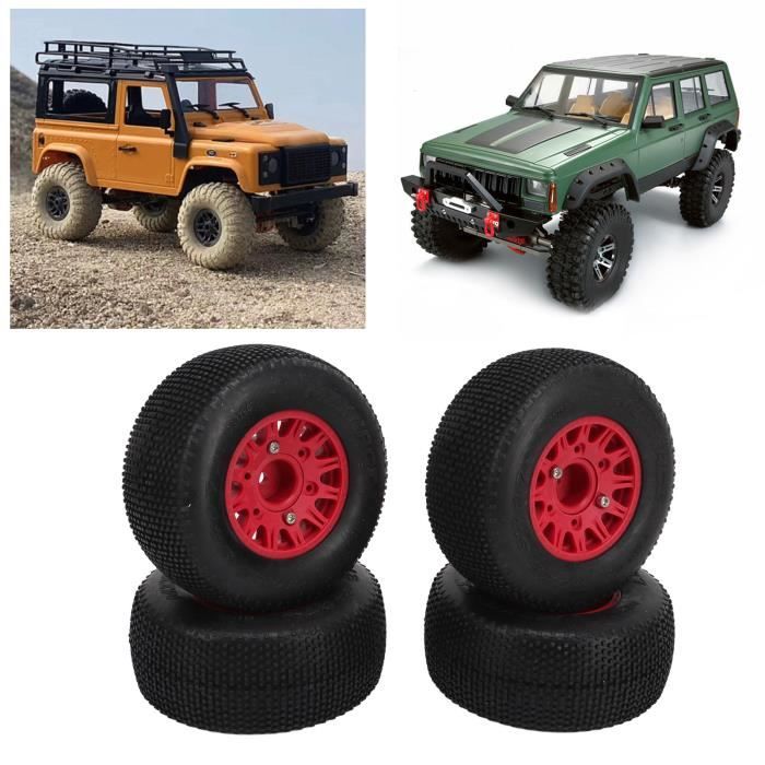 WALFRONT 2Pcs Pneus en Caoutchouc et Moyeux en Plastique Roue pour Camion de Voiture de Course de Voiture 1:12 RC, Pneus de Voiture de Course de Roue de Voiture RC
