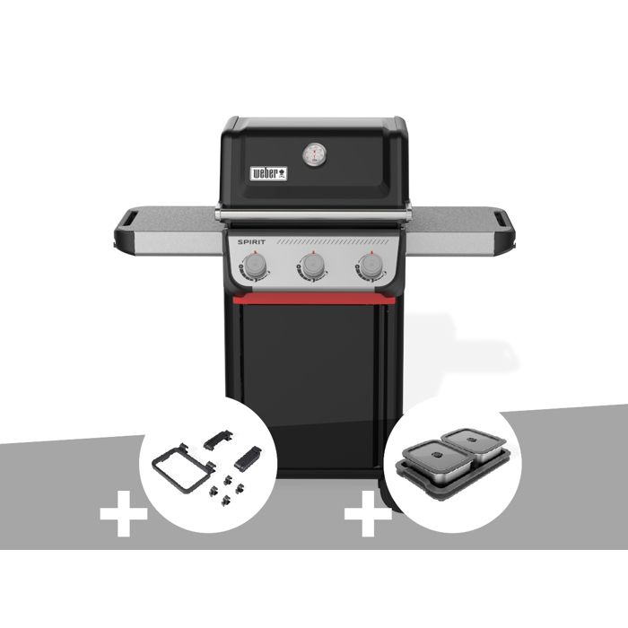 Barbecue à gaz Spirit E 310 + Set daccessoires clipsables + Kit de préparation et de service Weber