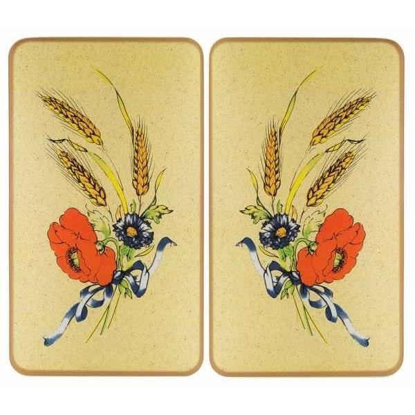 DarHaus Plaque De Protection En Verre Trempé Pour Plaque De Cuisson - 2x30x52cm, Motif Gerberas Bois - Multifonction : Planche à Découper, Plateau De Service - 14