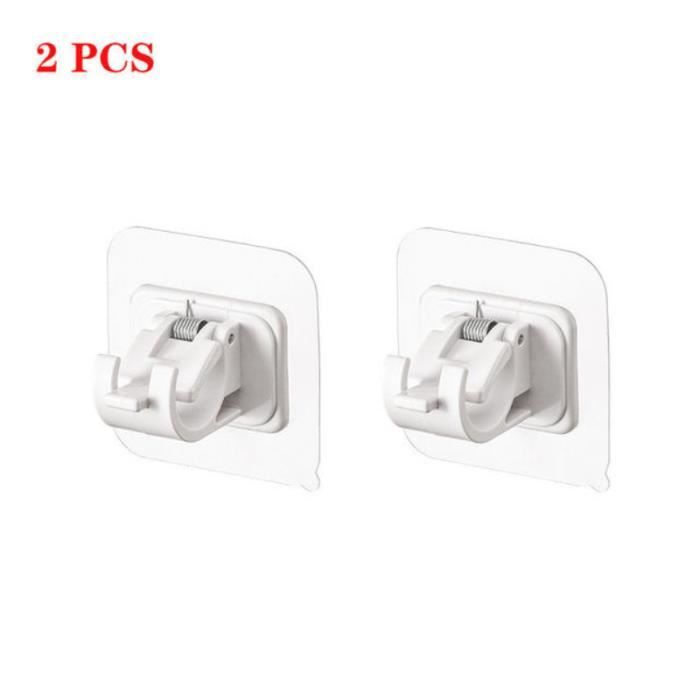 2 Supports De Tringle à Rideau Pour Plafond | Fixation Adhésive Ou Vis (incluses) | Capacité 13,6 Kg, Polypropylène Robuste | Noir