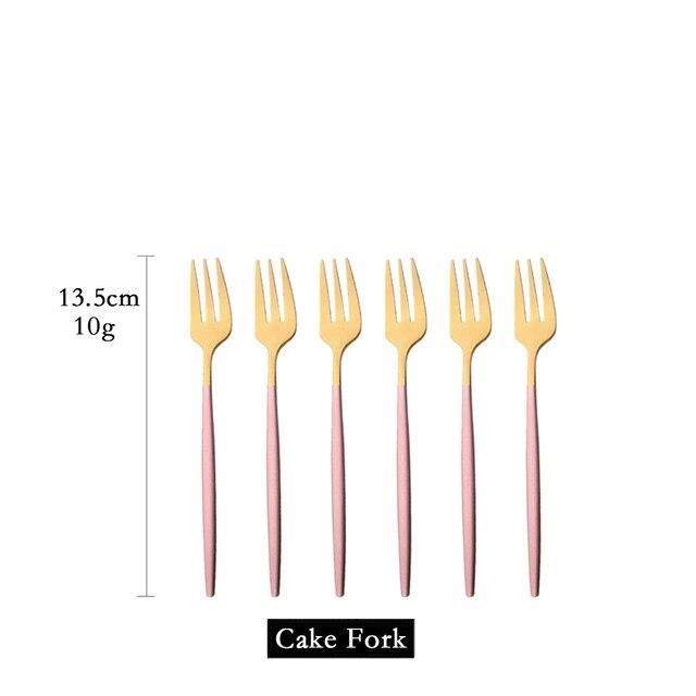 Meisha Parish Collection Bead PAFBDR Couverts - 12 fourchettes à thé en Acier Inoxydable Petites fourchettes à Dessert – 5,7 Pouces, Fini Miroir - Or