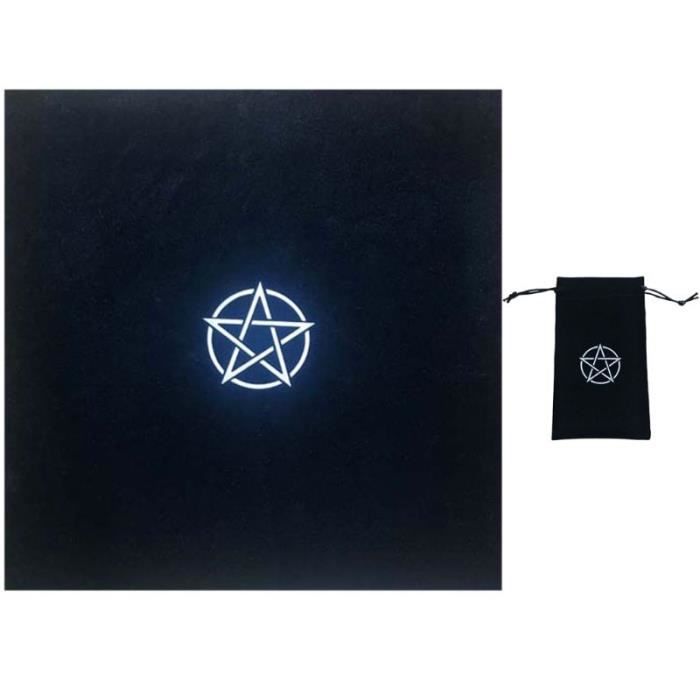 BLESSUME Nappe Et Sac De Rangement Pour Cartes De Tarot – Tissu Wicca 71x71cm, Velours, Idéal Pour Cartes, Cristaux Et Bijoux