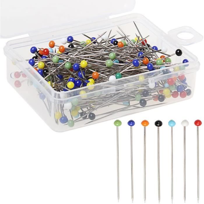 Épingles à Coudre Quelcc - 250 Pièces Multicolores - Tête Verre 3mm - Pour Couture, Artisanat, Bijoux - Boîte Incluse