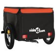 Xiafmall Remorque pour vélo noir et orange 30 kg fer AB94075 XF021-1