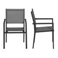 Lot de 6 chaises en aluminium HAPPY GARDEN - Gris - Empilables et facile d'entretien-1