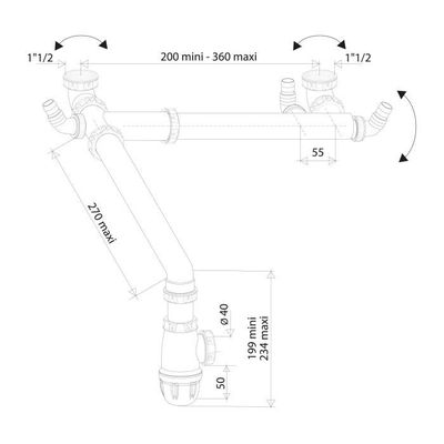 Déchets Torsadés FMP 100-1031 Pour évier - Ouverture 3-1/2", Sortie 1-1/2" - Neuf
