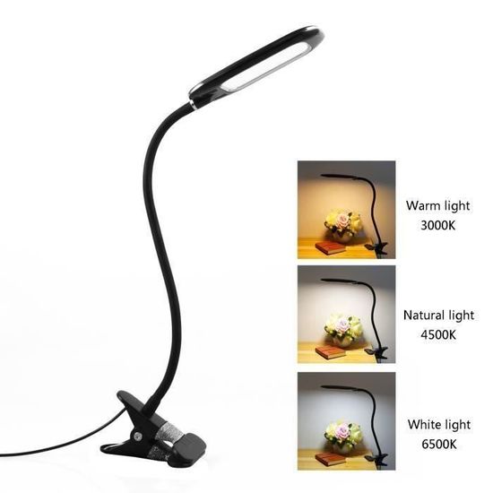 iZELL 10W Lampe de Bureau à Pince avec Adaptateur USB[3 Modes d'Éclairage  &10 Niveaux de Luminosité] Flexible à 360°Lampe Lecture Clipsable, 40CM Lampe  Bureau Led pour Maison/Bureau : : Luminaires et Éclairage
