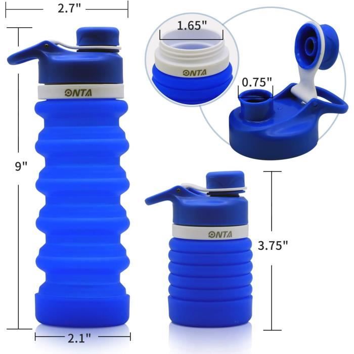 Gourde En Silicone Pliable 550ml – Sans BPA, Léger, Avec Porte-clés Foot Et Étoile – Idéal Pour Le Sport, L’École Et Les Voyages