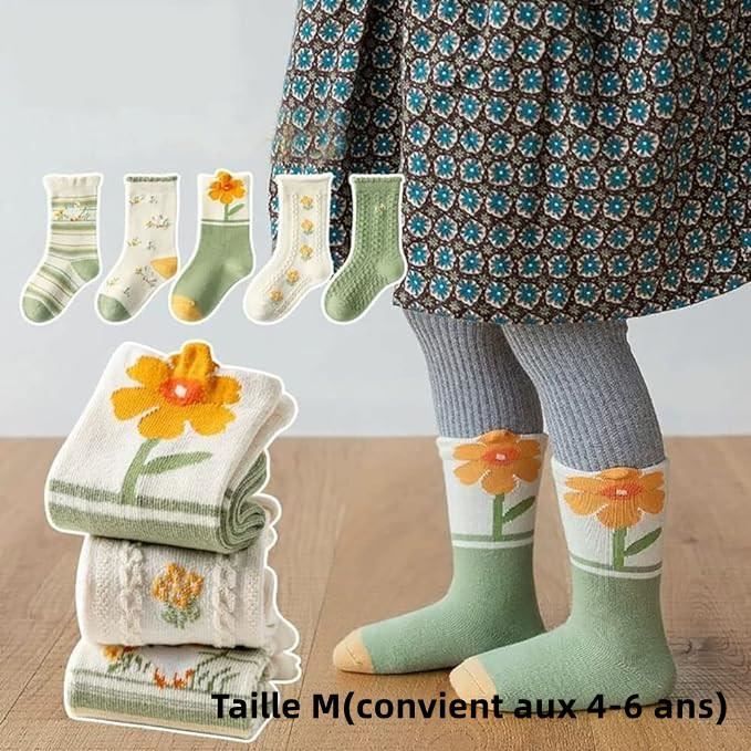 Chaussette enfant,10 paires chaussette chaude d'hiver,avec fleur et  animal,chaussette enfant en coton,pour voyage,extérieur,maison