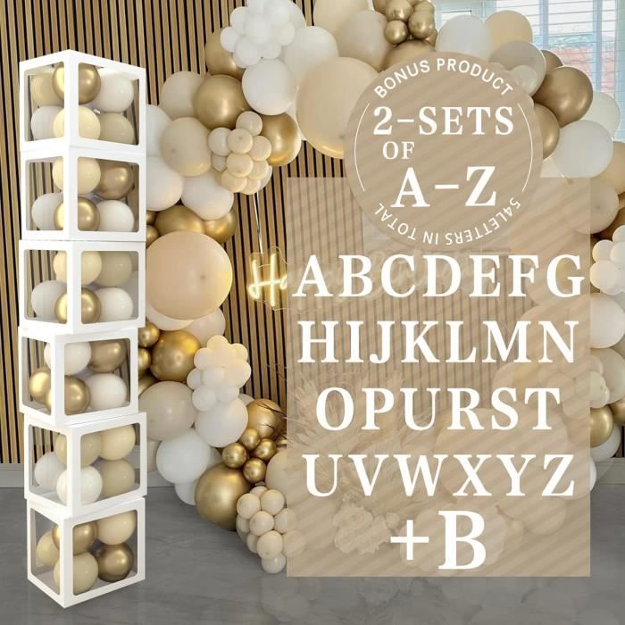 Lot De 4 Boîtes à Ballons Transparentes Avec Lettres A-Z - Décoration Fête