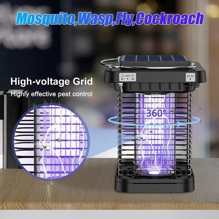 Lampe UV Anti Moustique 4500V 18W - Tueur Insectes Intérieur Extérieur Avec Interrupteur, Câble 2m, Efficace Jardin Maison