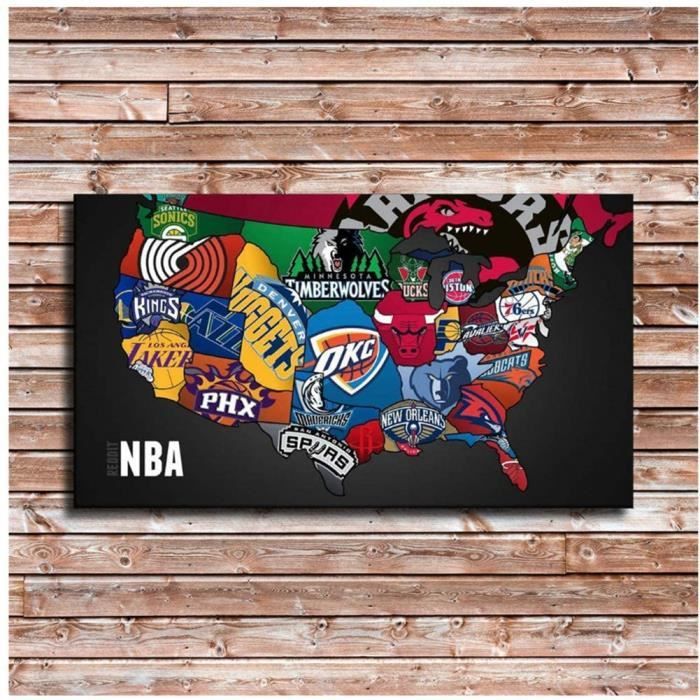 Logos de l'équipe NBA, Équipes NBA Carte 1P Peintures Imprimer sur toile HD  Toile abstraite Peinture Bureau Mur Ar590 - Cdiscount Maison