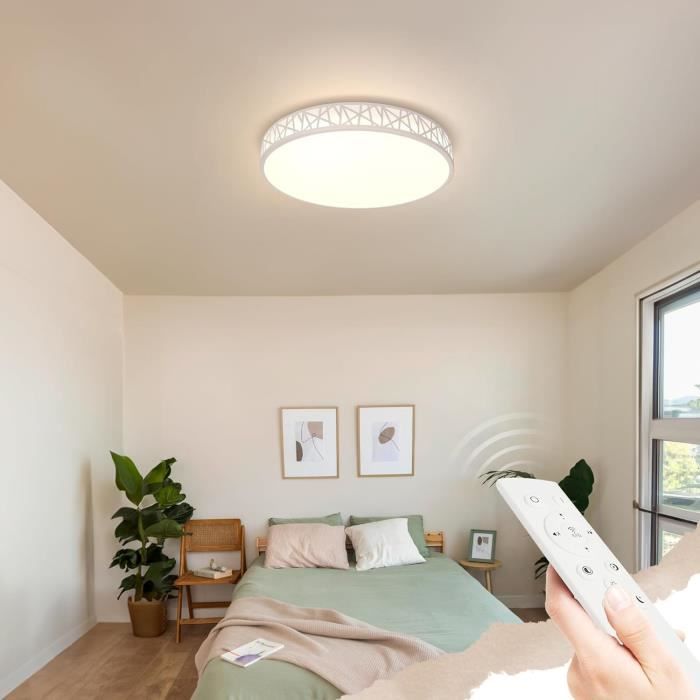 35W LED Plafonnier Chambre Dimmable avec Télécommande et Mode