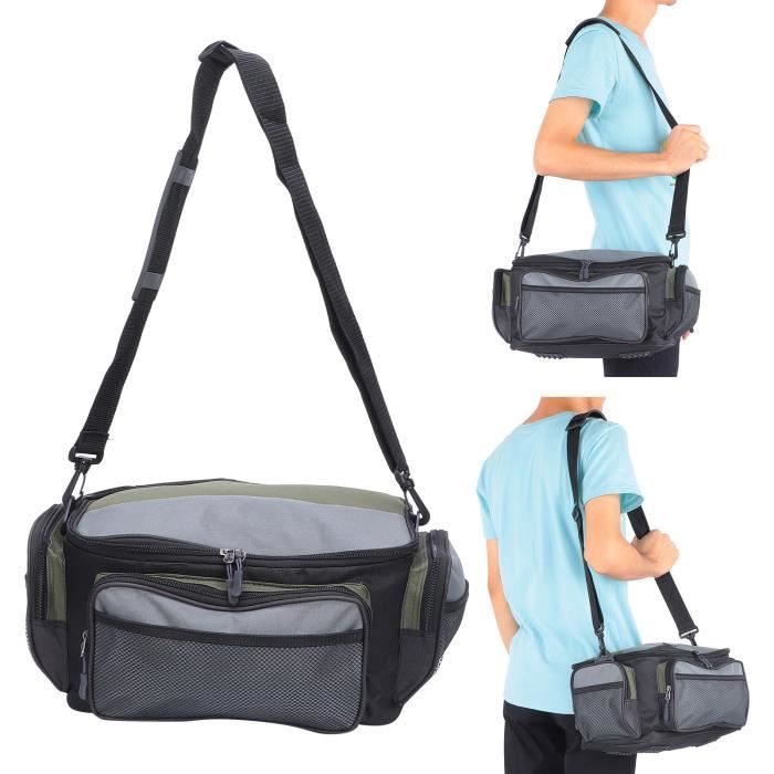 Sac De Pêche étanche KAHDGSS – Tissu Oxford, Capacité 21x17x43 Cm, Porte-canne, Compartiments Humide/sec – Vert/noir