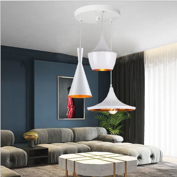 Fusion Lustre suspension 3 Têtes Lampe de Plafonde E27 19cm en Barre Lampe  pour Cuisine Bar Salon - Cdiscount Maison