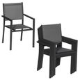 Lot de 6 chaises en aluminium HAPPY GARDEN - Gris - Empilables et facile d'entretien-2